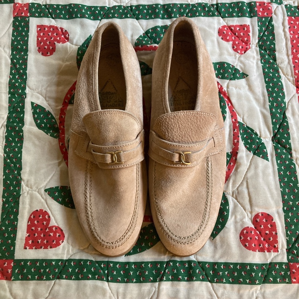 Tan suede loafers